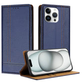 For iPhone 16 Pro Max Case L-Shaped Grid Pattern Leather Stand Phone Cover with Card Slots - TechGearPal