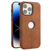 For iPhone 15 Pro Max Case Central Axis with Logo Cutout PU Leather + PC Phone Back Cover - TechGearPal