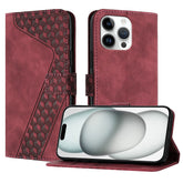 For iPhone 15 Pro Max Leather Case 7-Shaped Pattern Wallet Stand Shockproof Phone Cover - TechGearPal