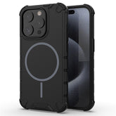 For iPhone 15 Pro Max Magnetic Case Corrugated Texture Heat Dissipation Shockproof TPU + PC Phone Back Cover - TechGearPal