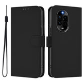 Étui portefeuille en cuir de couleur unie avec sangle pour Huawei Nova 13 Pro 5G