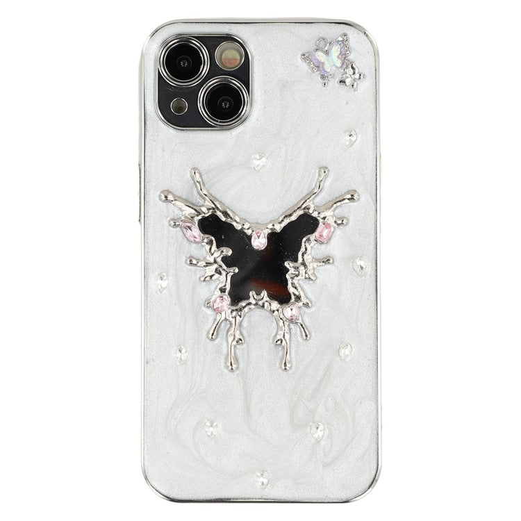 For iPhone 15 Case Electroplated Epoxy Metal Decor TPU + Acrylic Phone Cover Precise Cutout - TechGearPal