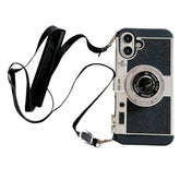 For iPhone 16 Case Vintage Style Camera Design Phone Cover with Crossbody Strap - TechGearPal