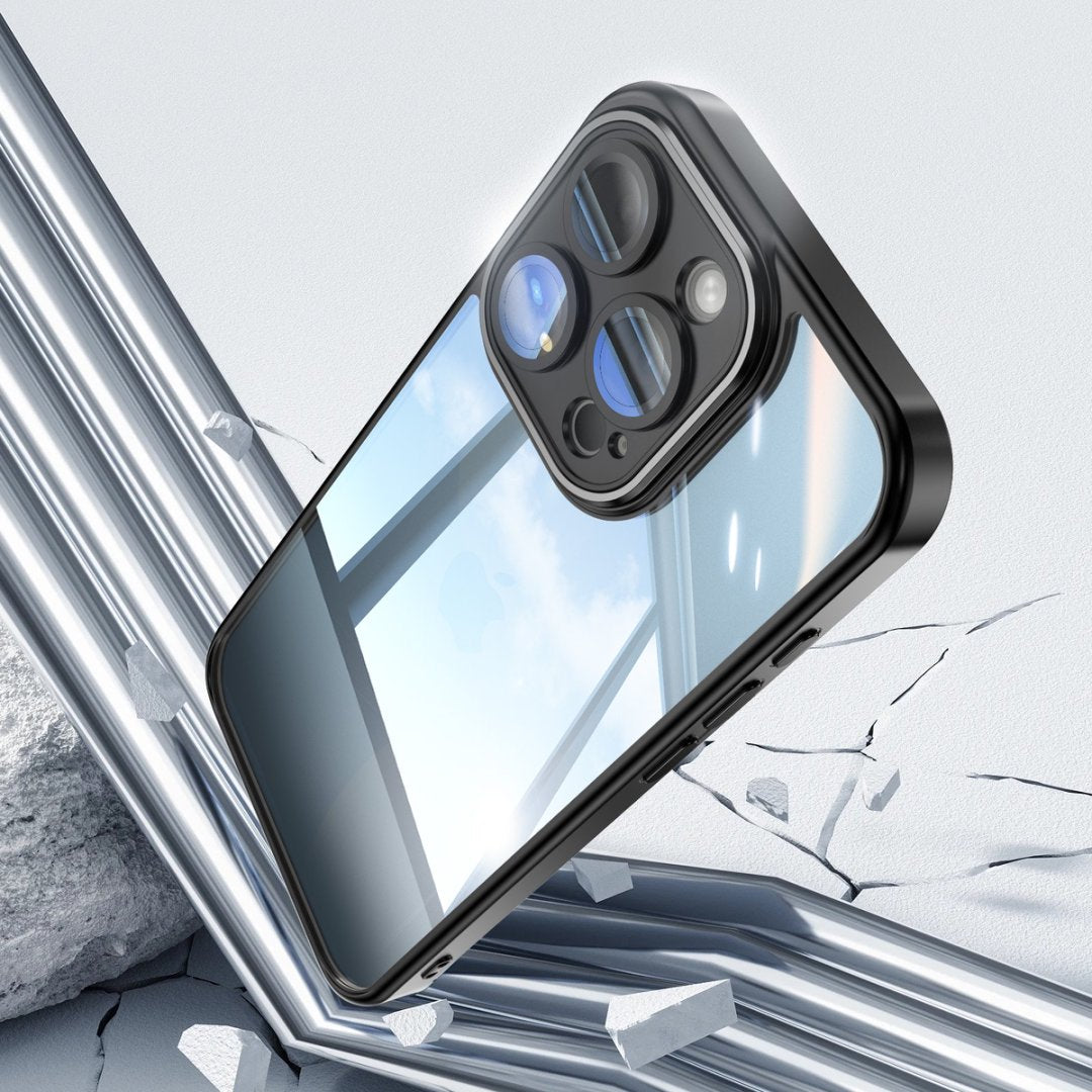 For iPhone 15 Pro Max TPU Case WANLONFENG Drop-proof Clear Phone Cover with 2Pcs Tempered Glass Film - TechGearPal