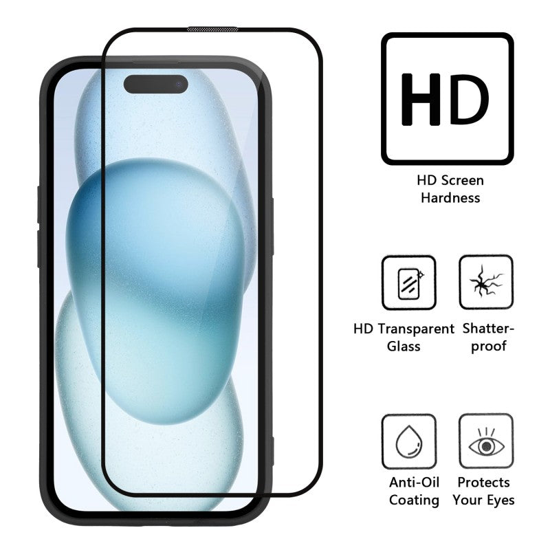 For iPhone 15 Pro Max TPU Case WANLONFENG Drop-proof Clear Phone Cover with 2Pcs Tempered Glass Film - TechGearPal