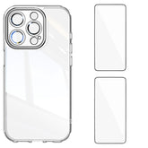 For iPhone 14 Pro TPU Case WANLONFENG Drop-proof Clear Phone Cover with 2Pcs Tempered Glass Film - TechGearPal