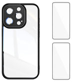 For iPhone 13 Pro Max 6.7 inch TPU Case WANLONFENG Drop-proof Clear Phone Cover with 2Pcs Tempered Glass Film - TechGearPal