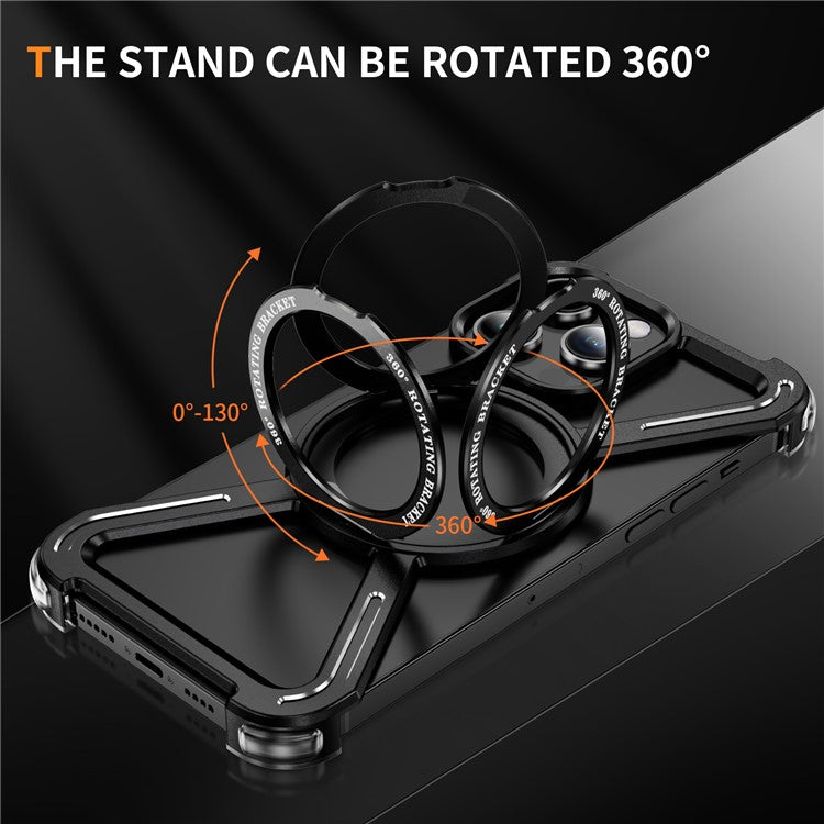 For iPhone 14 Pro Max Bumper Cases Borderless Metal Frame Cover Compatible with MagSafe Kickstand - TechGearPal