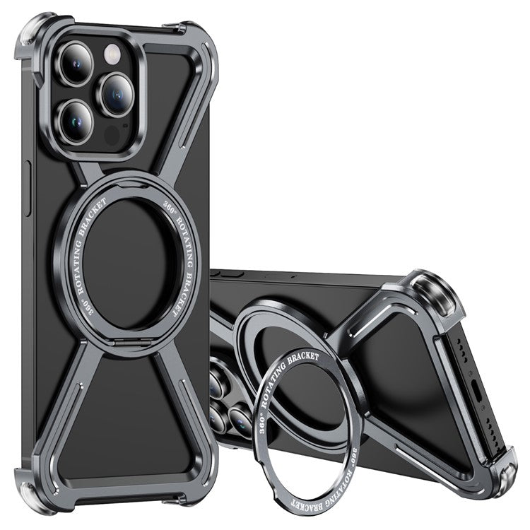 For iPhone 14 Pro Max Bumper Cases Borderless Metal Frame Cover Compatible with MagSafe Kickstand - TechGearPal