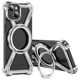 For iPhone 14 / 13 Bumper Cases Borderless Metal Frame Cover Compatible with MagSafe Kickstand - TechGearPal