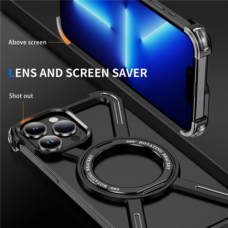 For iPhone 13 Pro Bumper Cases Borderless Metal Frame Cover Compatible with MagSafe Kickstand - TechGearPal