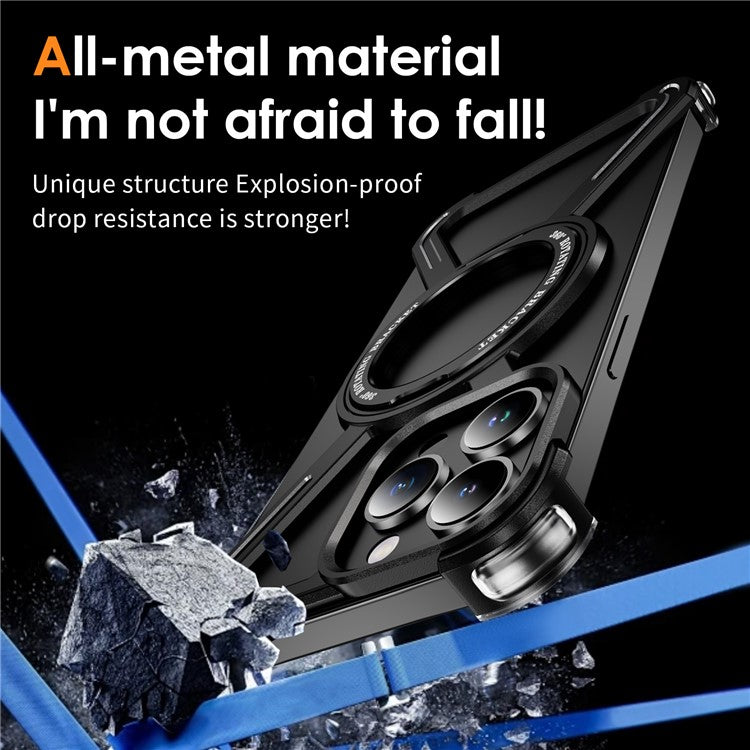 For iPhone 13 Pro Bumper Cases Borderless Metal Frame Cover Compatible with MagSafe Kickstand - TechGearPal