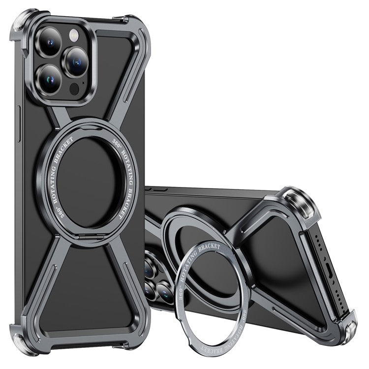 For iPhone 13 Pro Bumper Cases Borderless Metal Frame Cover Compatible with MagSafe Kickstand - TechGearPal