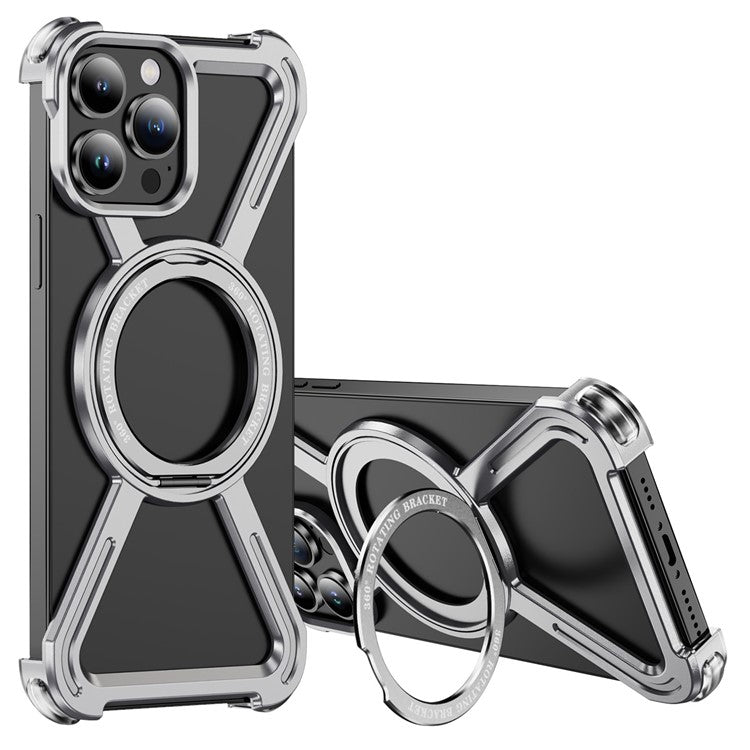 For iPhone 13 Pro Bumper Cases Borderless Metal Frame Cover Compatible with MagSafe Kickstand - TechGearPal