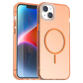 For iPhone 14 / 13 Case Compatible with MagSafe TPU + PC + PET Phone Cover Rhinestone Decor Lens Frame - TechGearPal