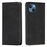 For iPhone 14 Case Wallet Calf Texture Leather Phone Cover with Hidden Magnetic Closure - TechGearPal