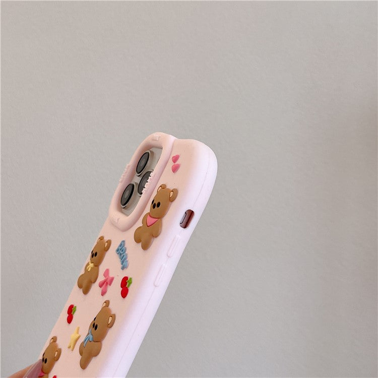 For iPhone 16 Pro Max Silicone Case Shockproof Anti Slip Cute Five Bears Design Phone Back Cover - TechGearPal
