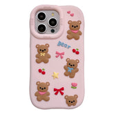 For iPhone 16 Pro Max Silicone Case Shockproof Anti Slip Cute Five Bears Design Phone Back Cover - TechGearPal