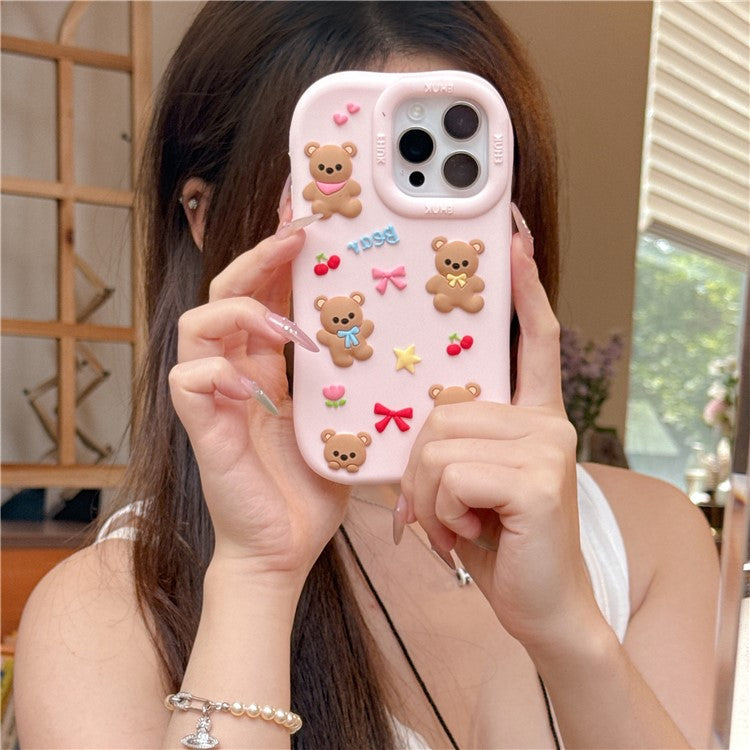 For iPhone 16 Pro Max Silicone Case Shockproof Anti Slip Cute Five Bears Design Phone Back Cover - TechGearPal