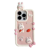 For iPhone 16 Pro Max Silicone Case Cute 3D Cartoon Carrot Rabbit Design Shockproof Phone Back Cover - TechGearPal