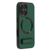 For iPhone 16 Kickstand Case Compatible with MagSafe PC + TPU + PU Phone Back Cover - TechGearPal