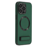 For iPhone 15 Pro Max Kickstand Case Compatible with MagSafe PC + TPU + PU Phone Back Cover - TechGearPal