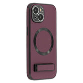 For iPhone 14 Kickstand Case Compatible with MagSafe PC + TPU + PU Phone Back Cover - TechGearPal