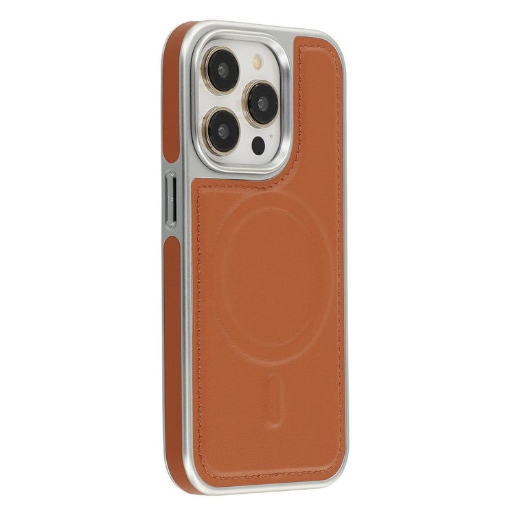 For iPhone 14 Pro Max Case Compatible with MagSafe Electroplating Edge PU + TPU + PC Phone Back Cover - TechGearPal