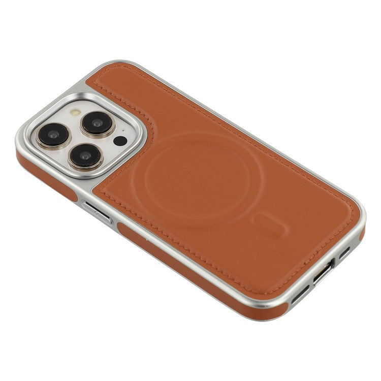 For iPhone 14 Pro Max Case Compatible with MagSafe Electroplating Edge PU + TPU + PC Phone Back Cover - TechGearPal