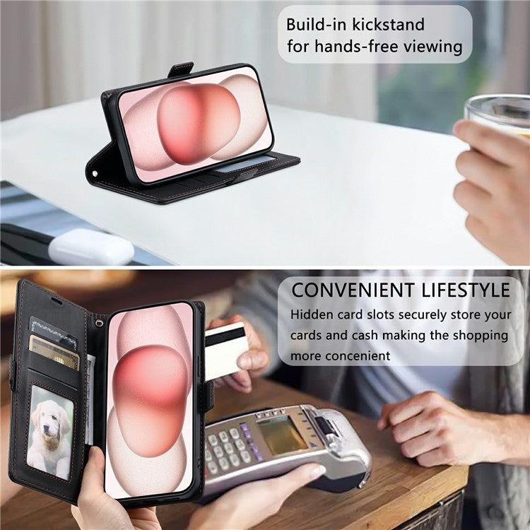 For iPhone 13 Pro Leather Case Rhombus Texture Wallet Stand Phone Cover with Wrist Strap - TechGearPal