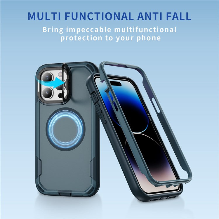 For iPhone 14 Pro Case Compatible with MagSafe Lens Frame Kickstand TPU + PC Shockproof Phone Cover - TechGearPal