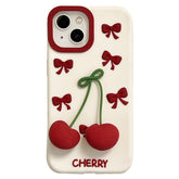 For iPhone 15 Silicone Case Cute Pendant Cherry Design Shockproof Durable Phone Back Cover - TechGearPal