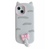 For iPhone 15 Silicone Case Cute Cat Silhouette Design Shockproof Phone Back Cover - TechGearPal