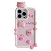 For iPhone 16 Pro Max Silicone Case Cute 3D Pig Design Shockproof Phone Back Cover