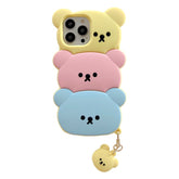 For iPhone 16 Pro Max Silicone Case Cute Three Bears Design Shockproof Phone Back Cover with Charm - TechGearPal