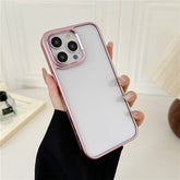 For iPhone 15 Pro Max Clear Phone Case Electroplating Edge PC Acrylic Back Cover - TechGearPal