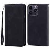 For iPhone 14 Pro Max Case Business Style Magnetic Closure Leather Phone Cover with Strap - TechGearPal