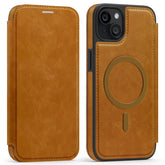 For iPhone 15 Plus Case Compatible with MagSafe RFID Blocking Card Holder Leather Phone Cover - TechGearPal