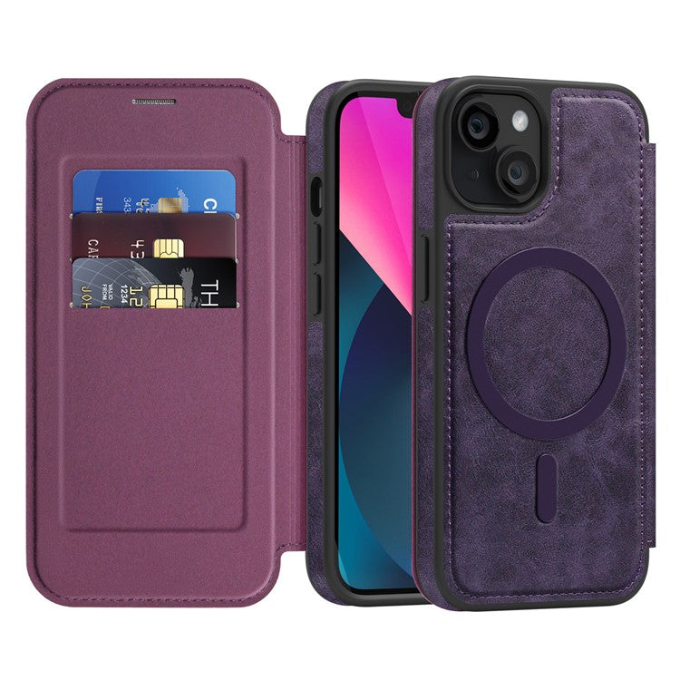 For iPhone 13 Case Compatible with MagSafe RFID Blocking Card Holder Leather Phone Cover - TechGearPal
