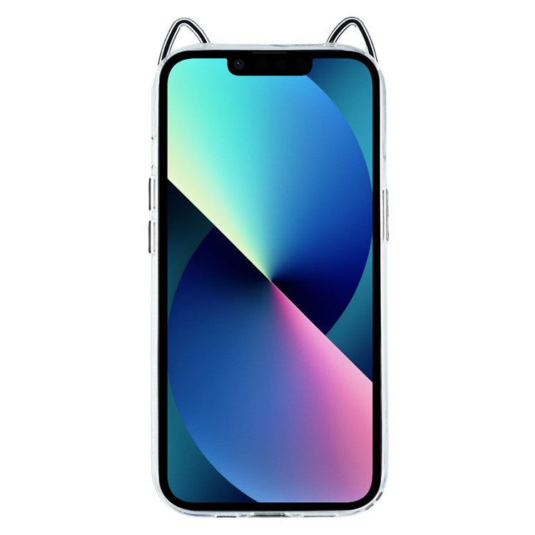 For iPhone 13 Case Cat Ear Design TPU + Acrylic Clear Phone Back Cover - TechGearPal