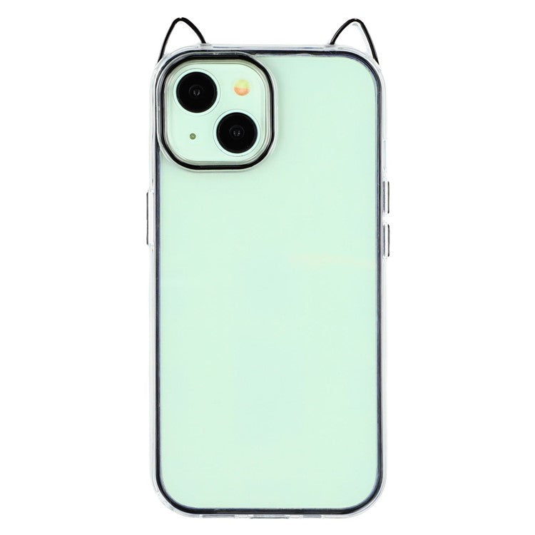 For iPhone 13 Case Cat Ear Design TPU + Acrylic Clear Phone Back Cover - TechGearPal