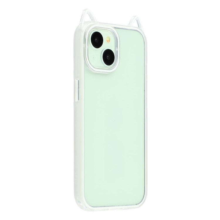 For iPhone 13 Case Cat Ear Design TPU + Acrylic Clear Phone Back Cover - TechGearPal