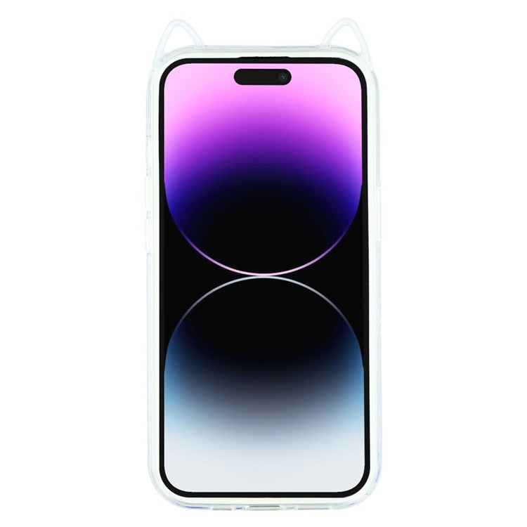 For iPhone 14 Pro Case Cat Ear Design TPU + Acrylic Clear Phone Back Cover - TechGearPal