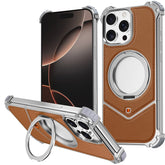 For iPhone 14 Pro Max Case PU Covered Metal Boardless Phone Back Cover with Kickstand - TechGearPal