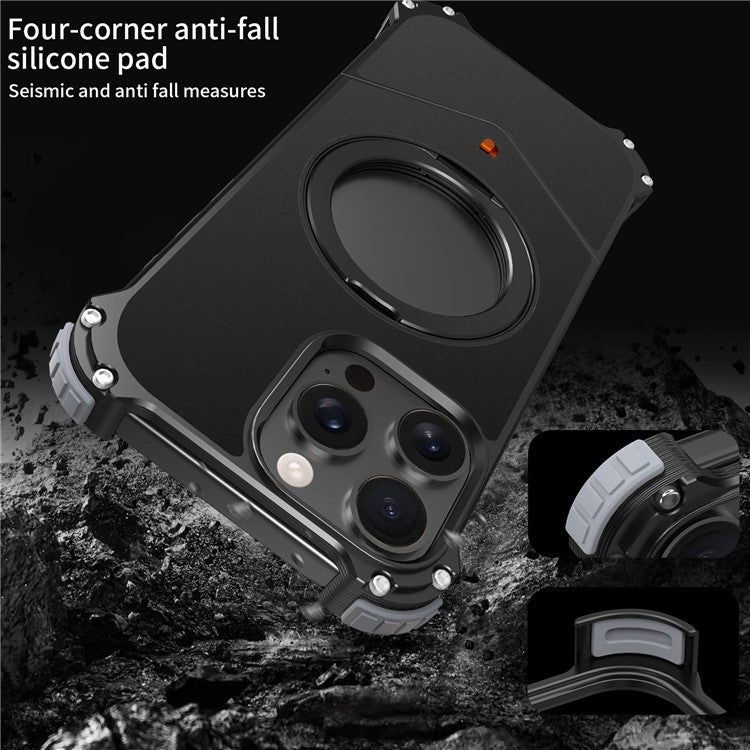 For iPhone 14 Pro Max Case PC + Metal Boardless Phone Back Cover with Kickstand - TechGearPal