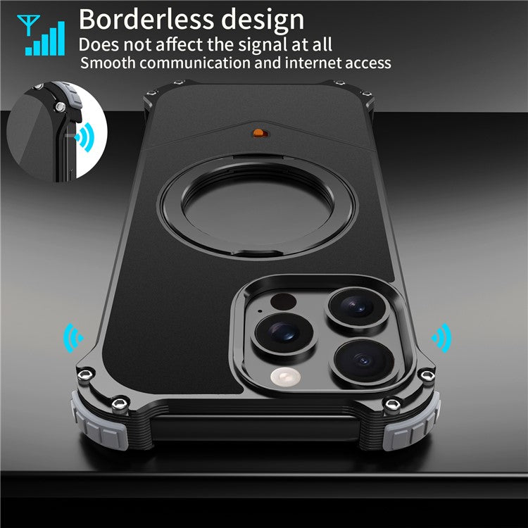 For iPhone 14 Pro Max Case PC + Metal Boardless Phone Back Cover with Kickstand - TechGearPal