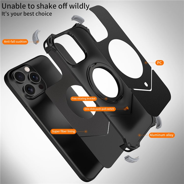 For iPhone 14 Pro Max Case PC + Metal Boardless Phone Back Cover with Kickstand - TechGearPal