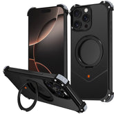 For iPhone 13 Pro Max Case PC + Metal Boardless Phone Back Cover with Kickstand - TechGearPal