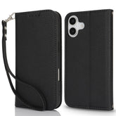Stand Case for iPhone 16 Litchi Texture Leather Flip Phone Cover with Strap / Wallet
