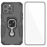 For iPhone 14 Pro Phone Case WANLONFENG PC TPU Back Cover Kickstand with Tempered Glass - TechGearPal